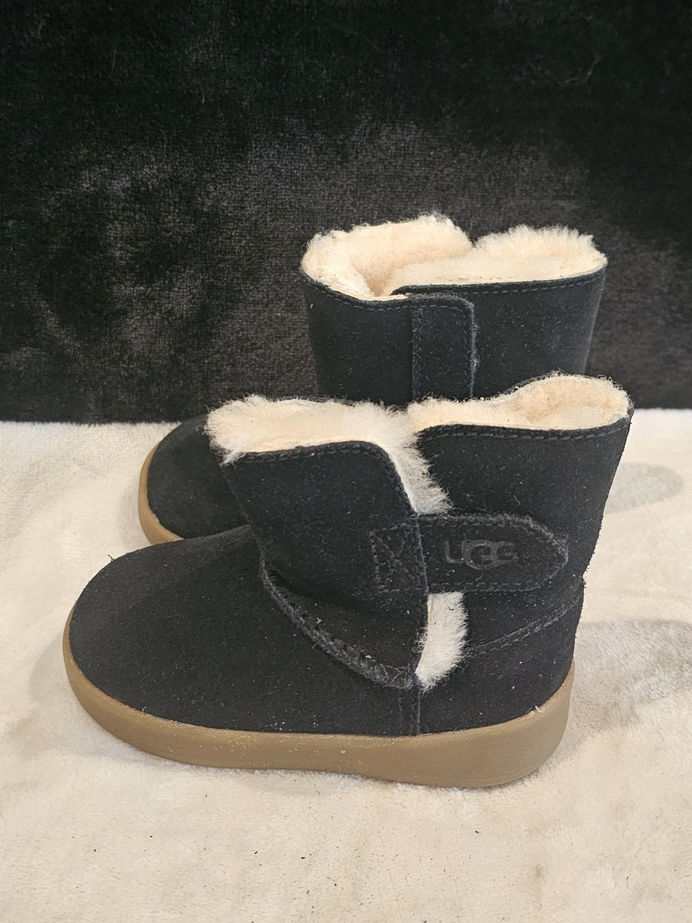 UGG Kids Black and Cream Shearling Winter Boots